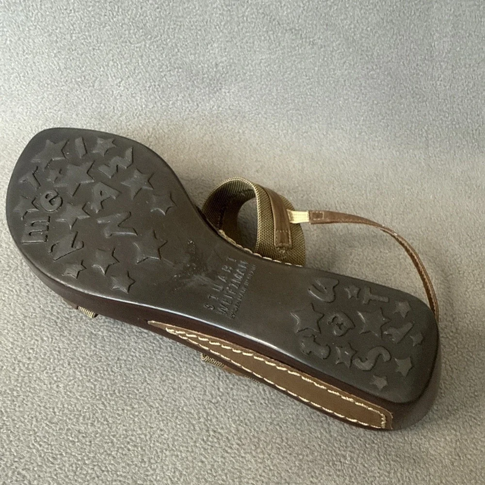 Stuart Weitzman Wedge Sandals‎ Womens 7.5 Brown Slingback 2